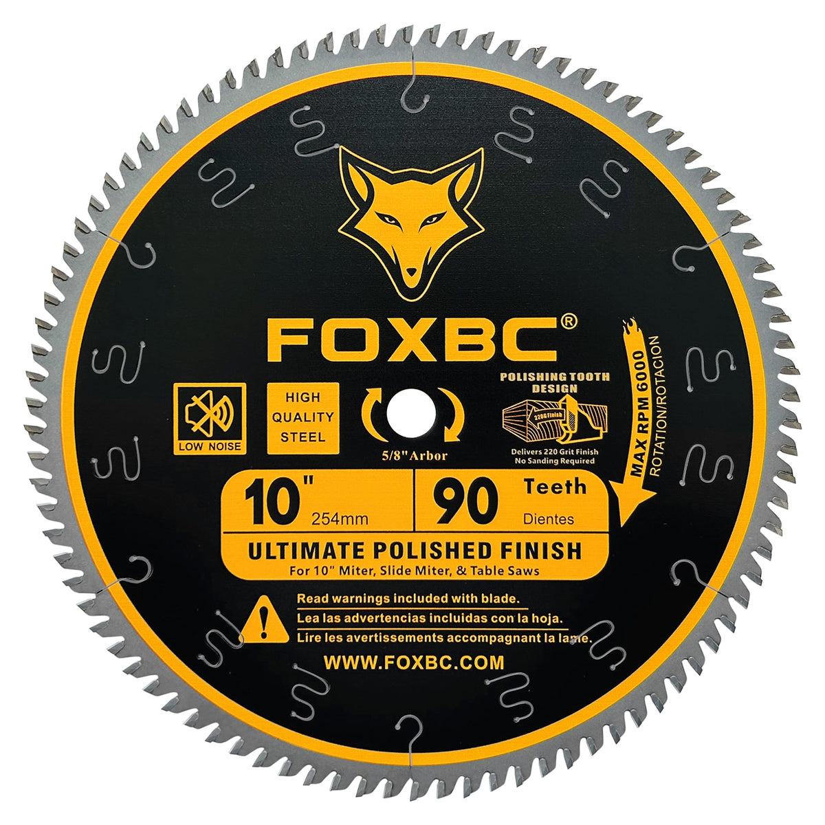 FOXBC 10-inch saw blade with 90 teeth provides a polished finish for smooth cuts