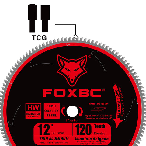 FOXBC blade mounted on saw with 1-inch arbor for versatile corded or cordless use