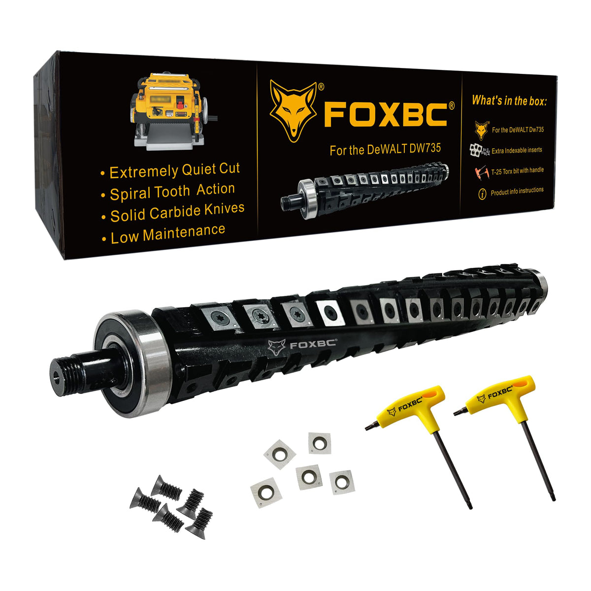 FOXBC 13-Inch Spiral Cutterhead on DeWalt DW735 for smoother planing