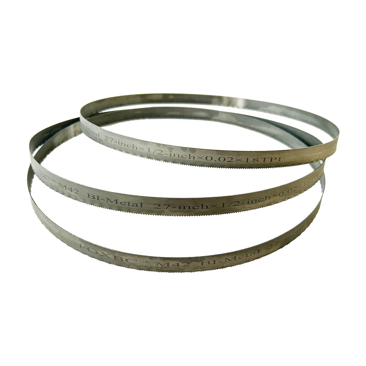 FOXBC 27-inch bandsaw blades packaged for portable saws, ready for use
