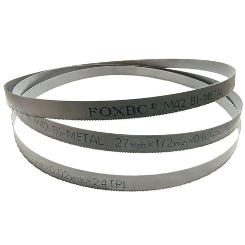 FOXBC 27-inch bandsaw blade with 24 TPI teeth for precise, clean cuts.