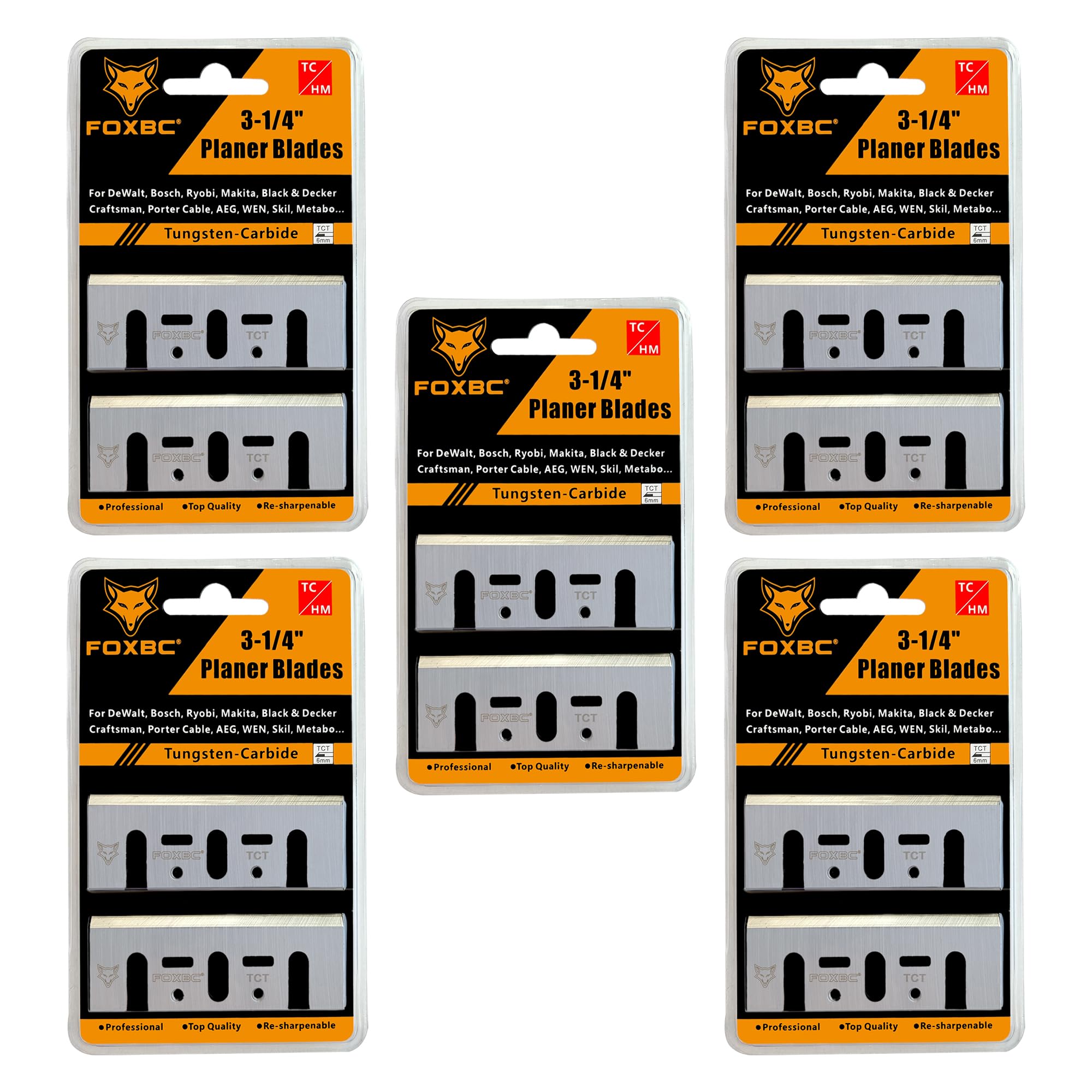 FOXBC 3-1/4 inch carbide planer blades ready for clean, precise cuts