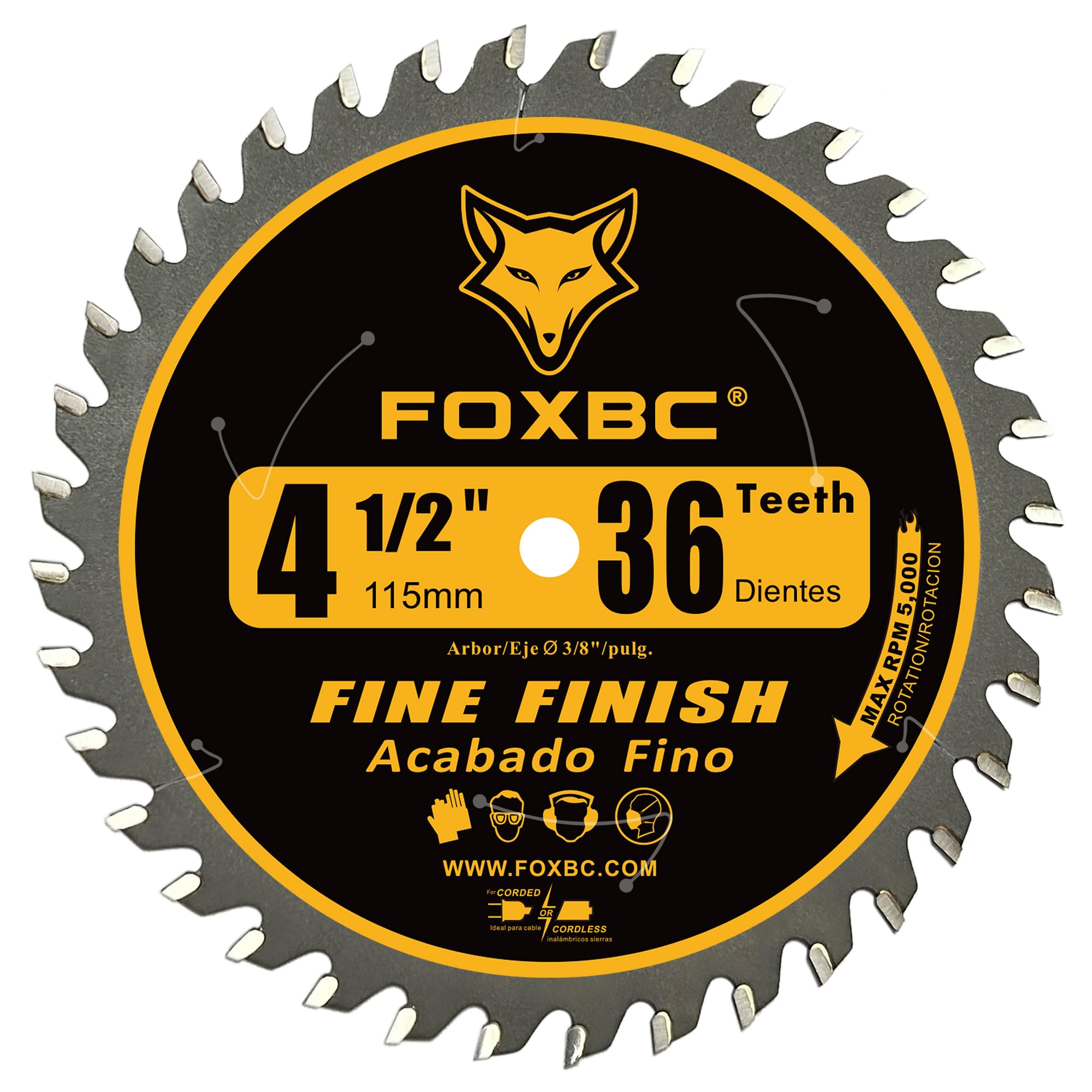FOXBC 3/8-inch arbor compatibility fits popular 4-1/2 inch saws.
