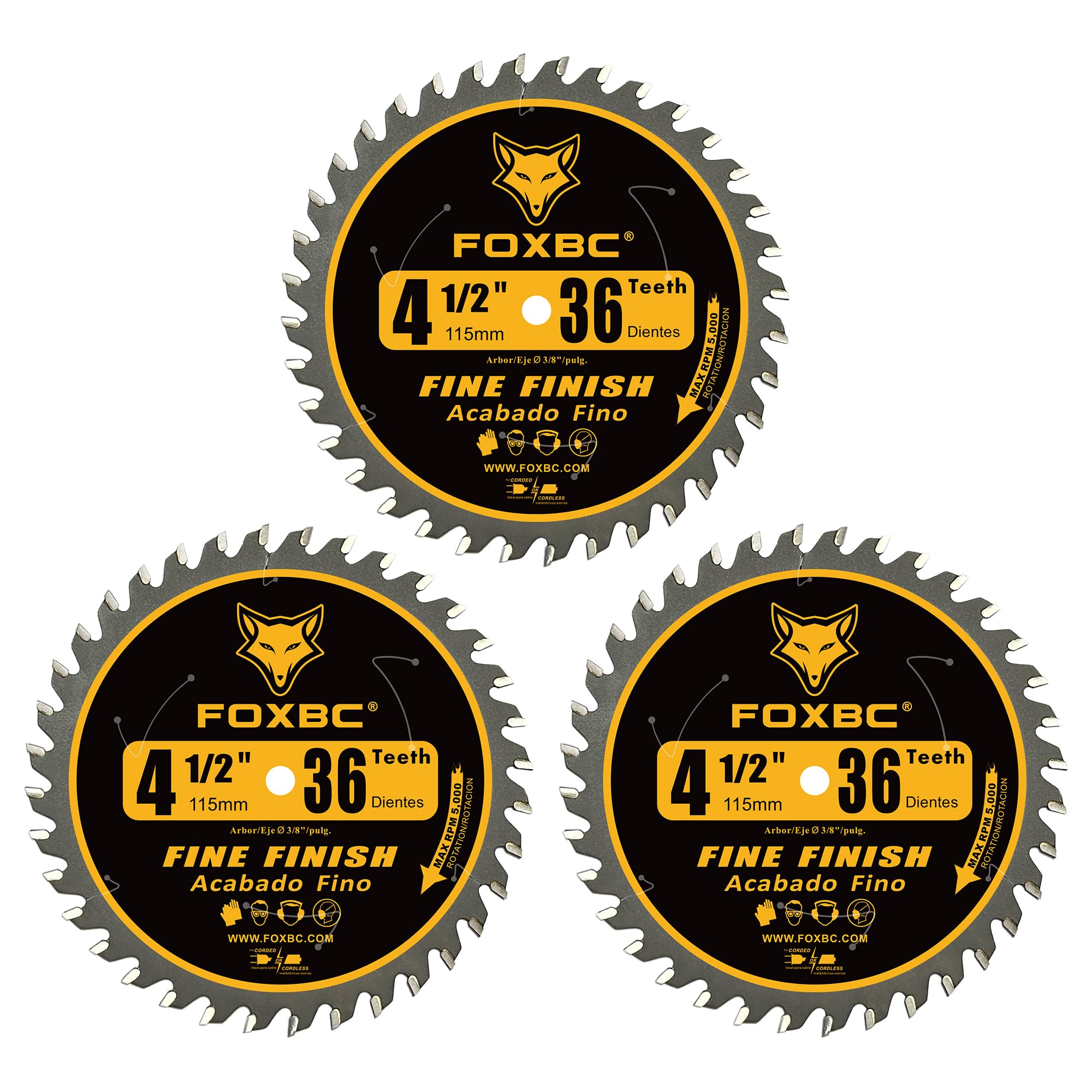 FOXBC 4-1/2 inch trim blade with 36 teeth for clean, precise wood cuts.