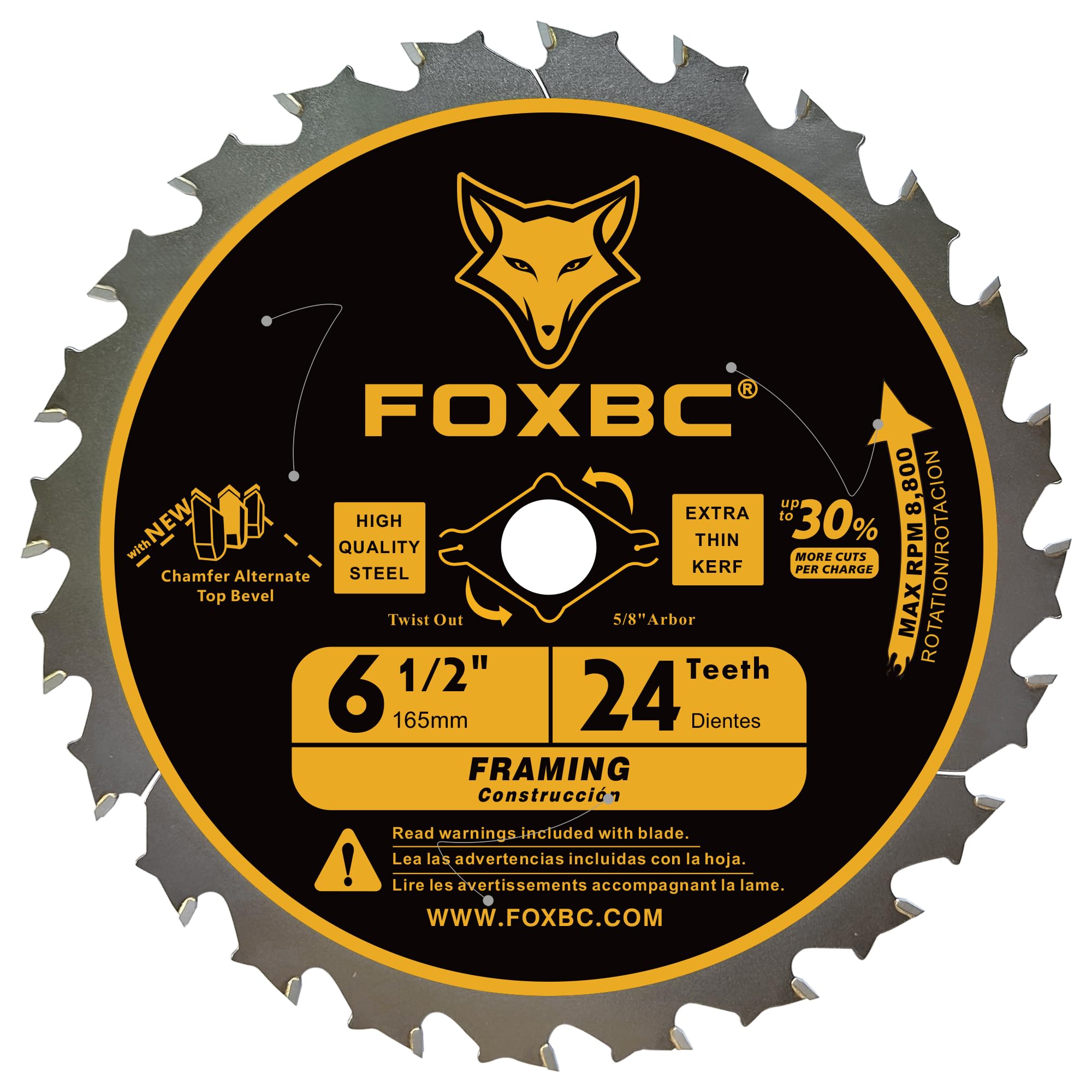 FOXBC 5/8 inch arbor compatibility for cordless and corded saws