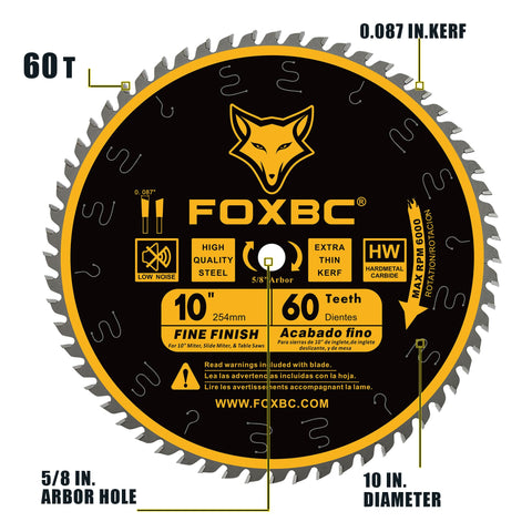 FOXBC 5/8-inch arbor crosscut blade fits most standard saws