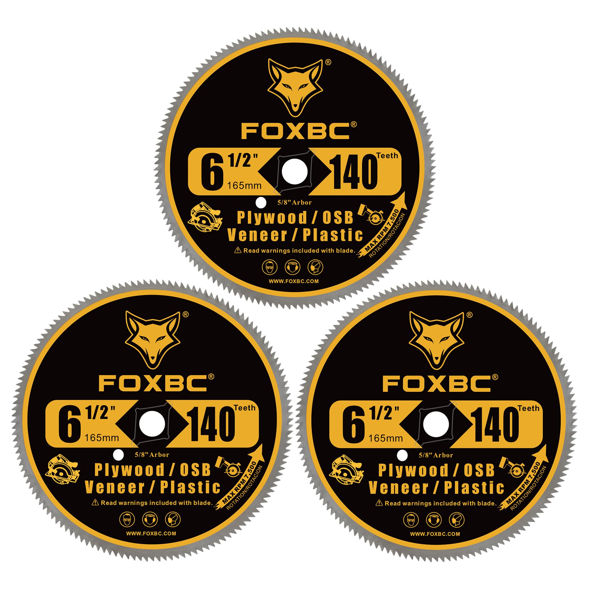 FOXBC 6-1/2 inch blade front view for smooth plywood cuts