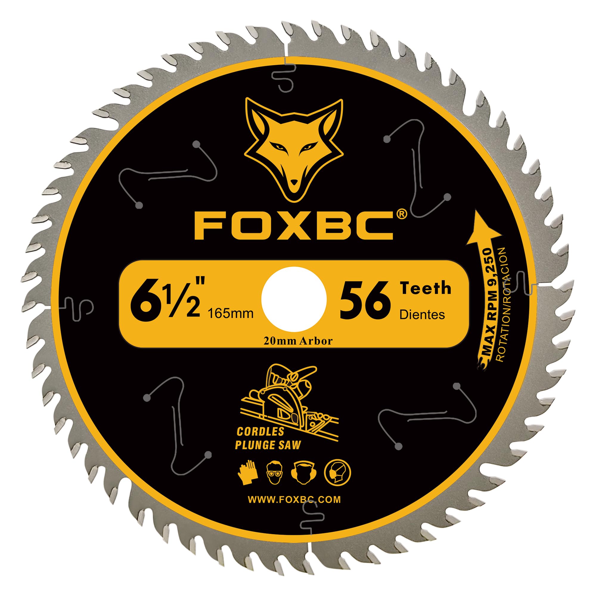 FOXBC 6-1/2-inch blade with 56T carbide tips for precise cuts on track saws