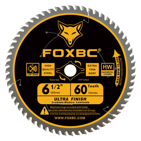 FOXBC 6-1/2 inch ultra-thin kerf blade for fast, clean crosscuts.