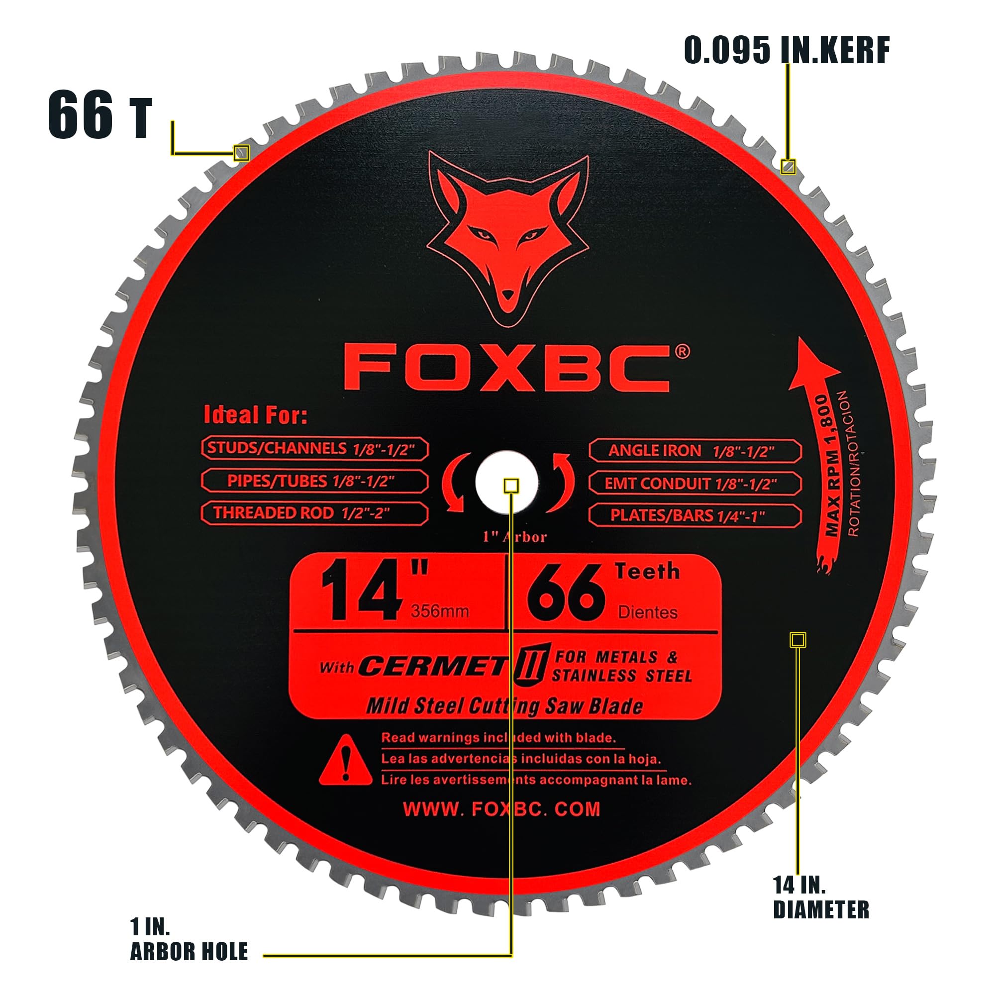 FOXBC 66-tooth cermet teeth close-up highlighting wear resistance.