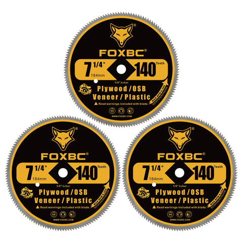 FOXBC 7-1/4-inch blade closeup with 140 teeth for a smoother finish