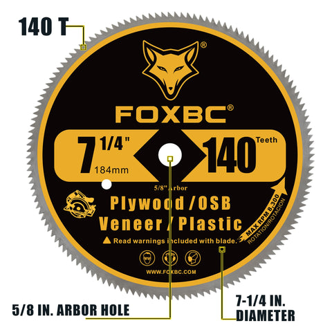 FOXBC blade showing 5/8-inch arbor and diamond knockout for secure mounting