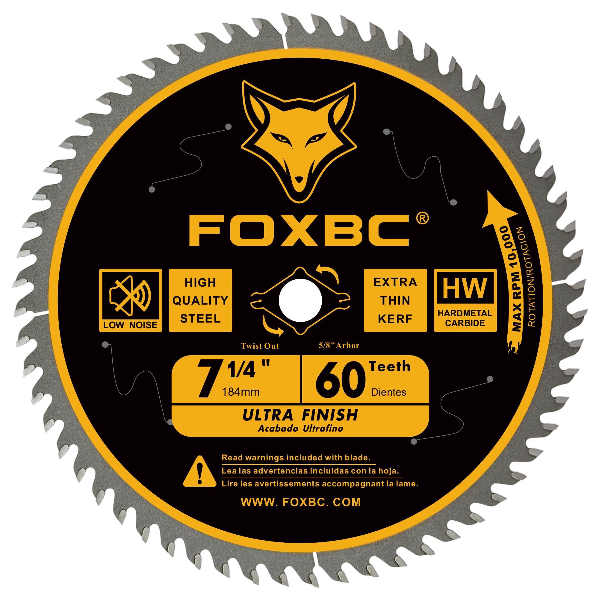 FOXBC ultra finish blade 60T with 5/8 inch arbor for delicate molding
