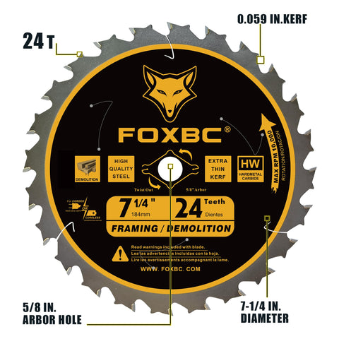 FOXBC ultra finish blade 60T for precise crosscuts on wood and veneer