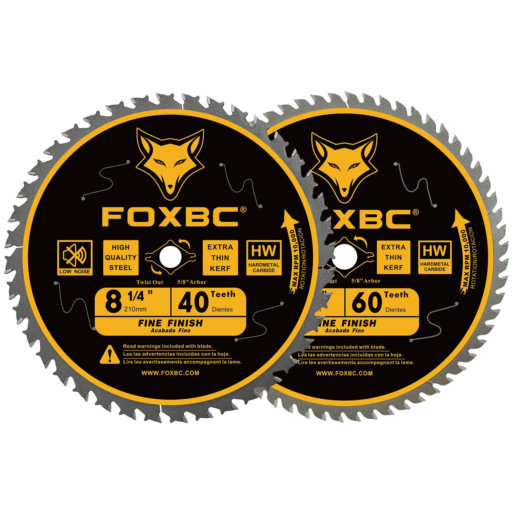 FOXBC 8-1/4 inch blade with 60 teeth for fast, clean hardwood cuts.