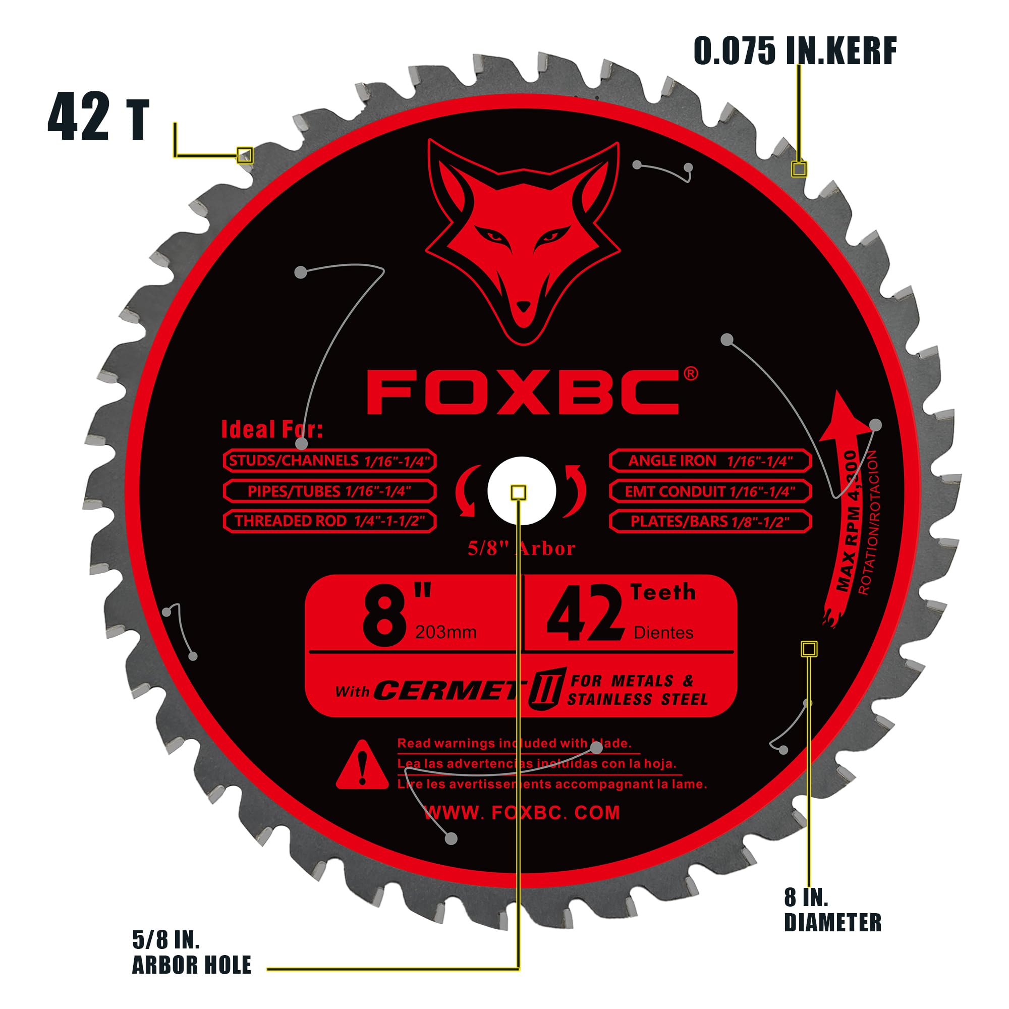 FOXBC 8-inch blade in action delivering fast, accurate cuts through steel components.