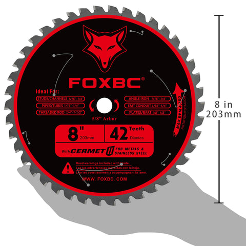 FOXBC 8-inch blade delivers precise, clean cuts with premium ceramic carbide teeth.