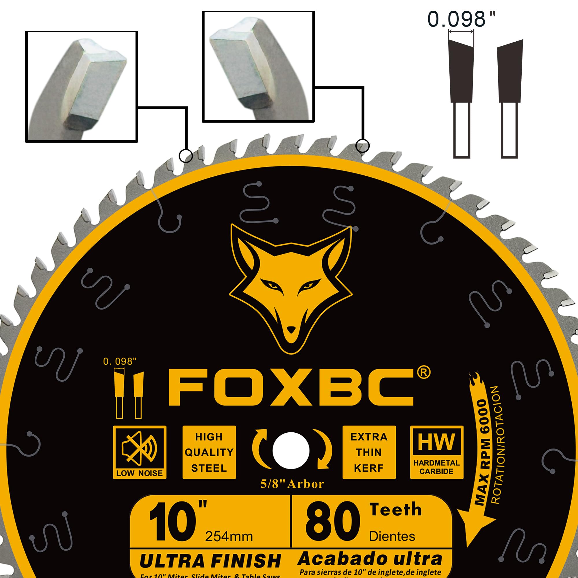 FOXBC 80-tooth carbide close-up highlights durable tungsten carbide and wear-resistance