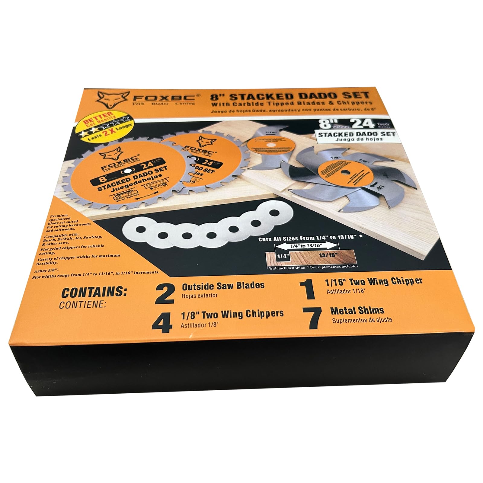 FOXBC 8in dado blade set DIY woodworking setup for versatile projects.
