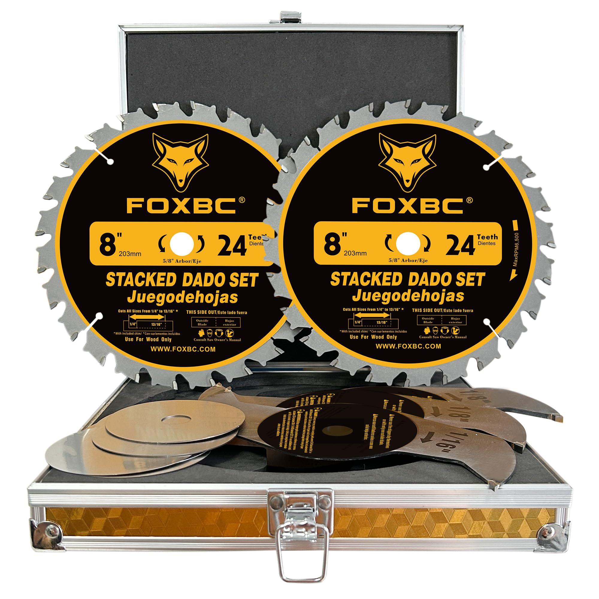 FOXBC 8in dado blade set outer blade for precise grooves and flat bottoms.