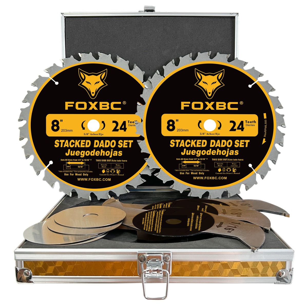 FOXBC 8in dado blade set outer blade for precise grooves and flat bottoms.