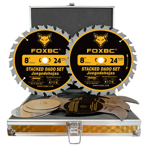 FOXBC 8in dado blade set outer blade for precise grooves and flat bottoms.