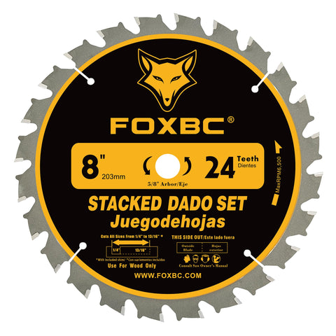 FOXBC 8in dado blade set seven shims for precise adjustments.