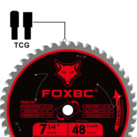 FOXBC blade in use cutting metal like studs and channels