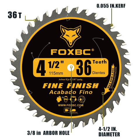 FOXBC carbide blade delivers long life and wear resistance on hardwood and plywood.