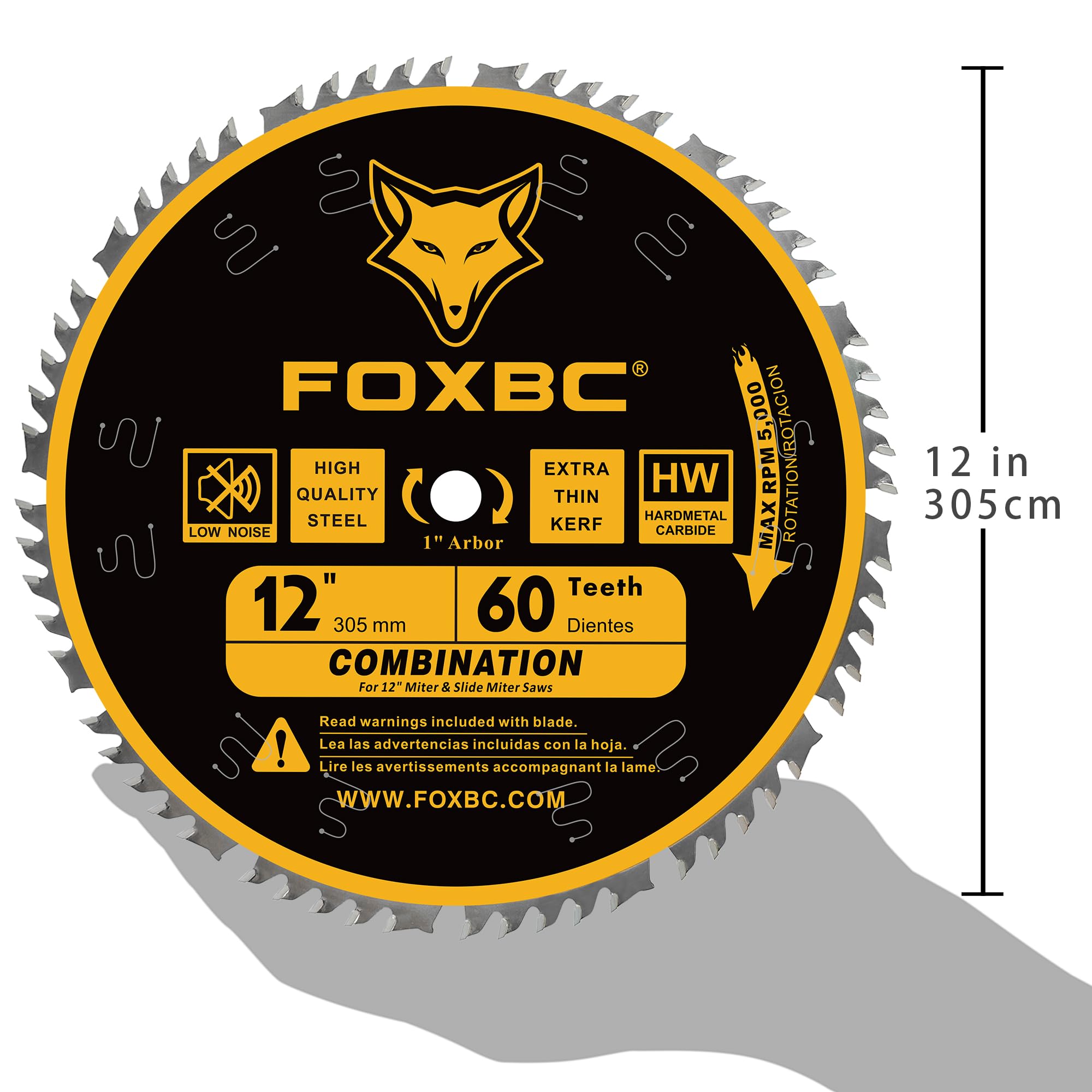 FOXBC 12-inch blade ideal for hardwoods, softwoods, and plywood