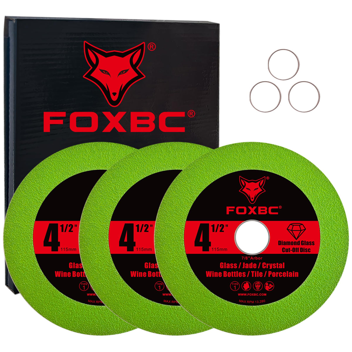 FOXBC diamond glass cutting disc for angle grinders enabling precise cuts on glass and tile