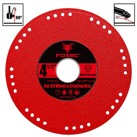FOXBC diamond metal cut-off wheel cutting stainless steel cleanly on grinder
