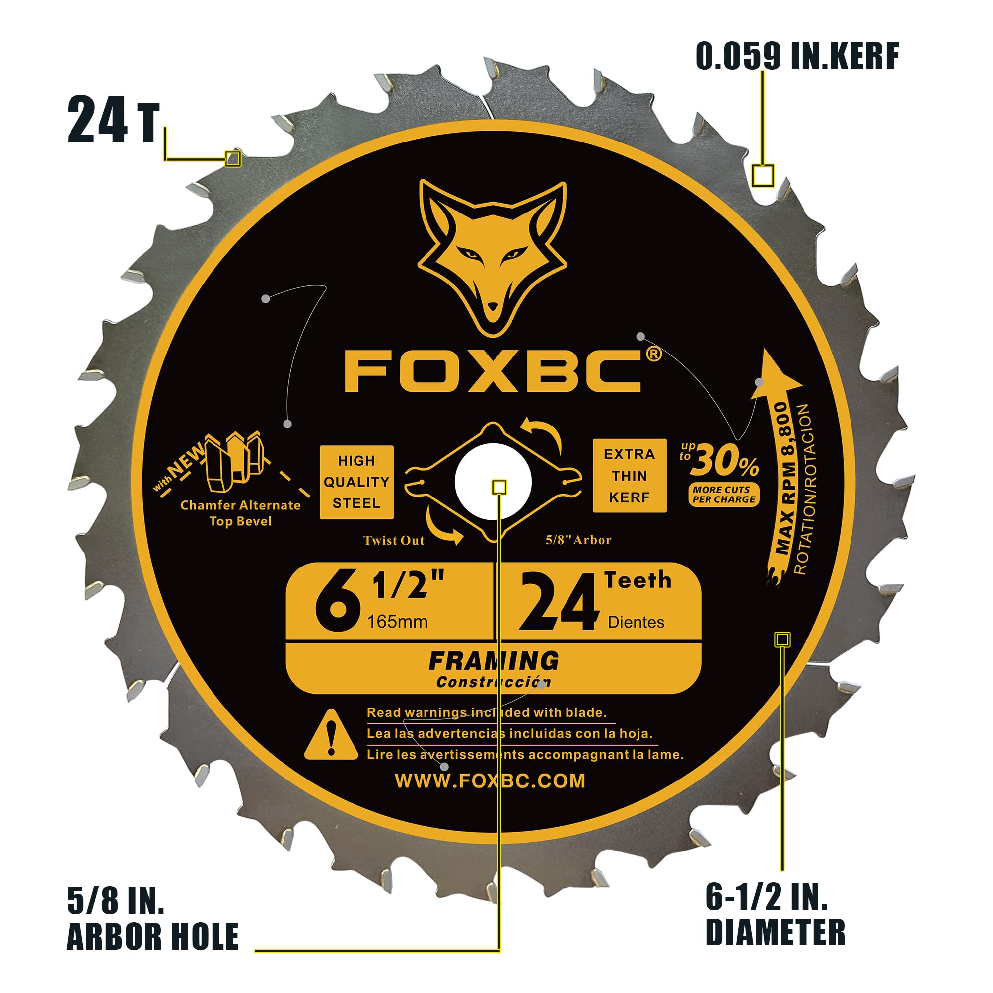 FOXBC 6-1/2 inch blades handle crosscuts and framing with precision