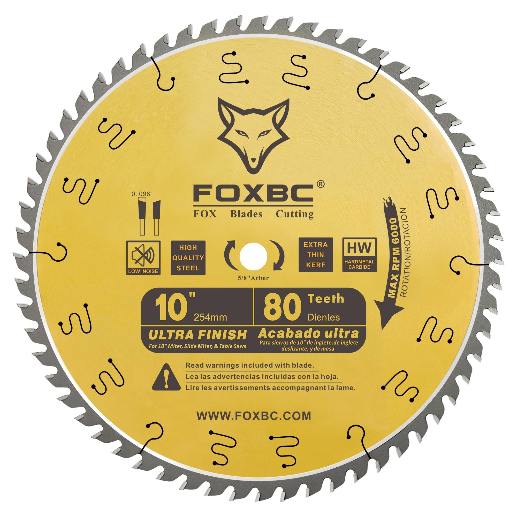 FOXBC table saw blade fits DeWalt Makita Skil Metabo for versatile crosscuts