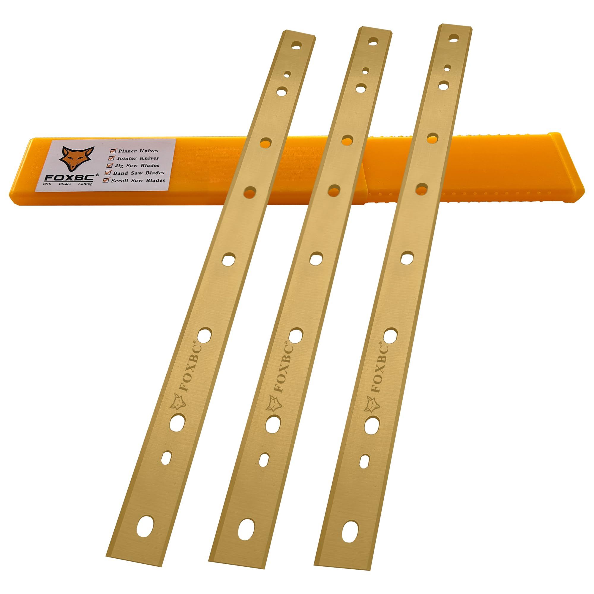 FOXBC titanium planer blades for DW734 with 12-1/2 inch edge.