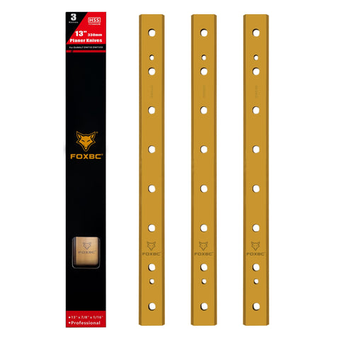 FOXBC titanium planer blades, 13-inch dual edges for DW735, extended edge life.