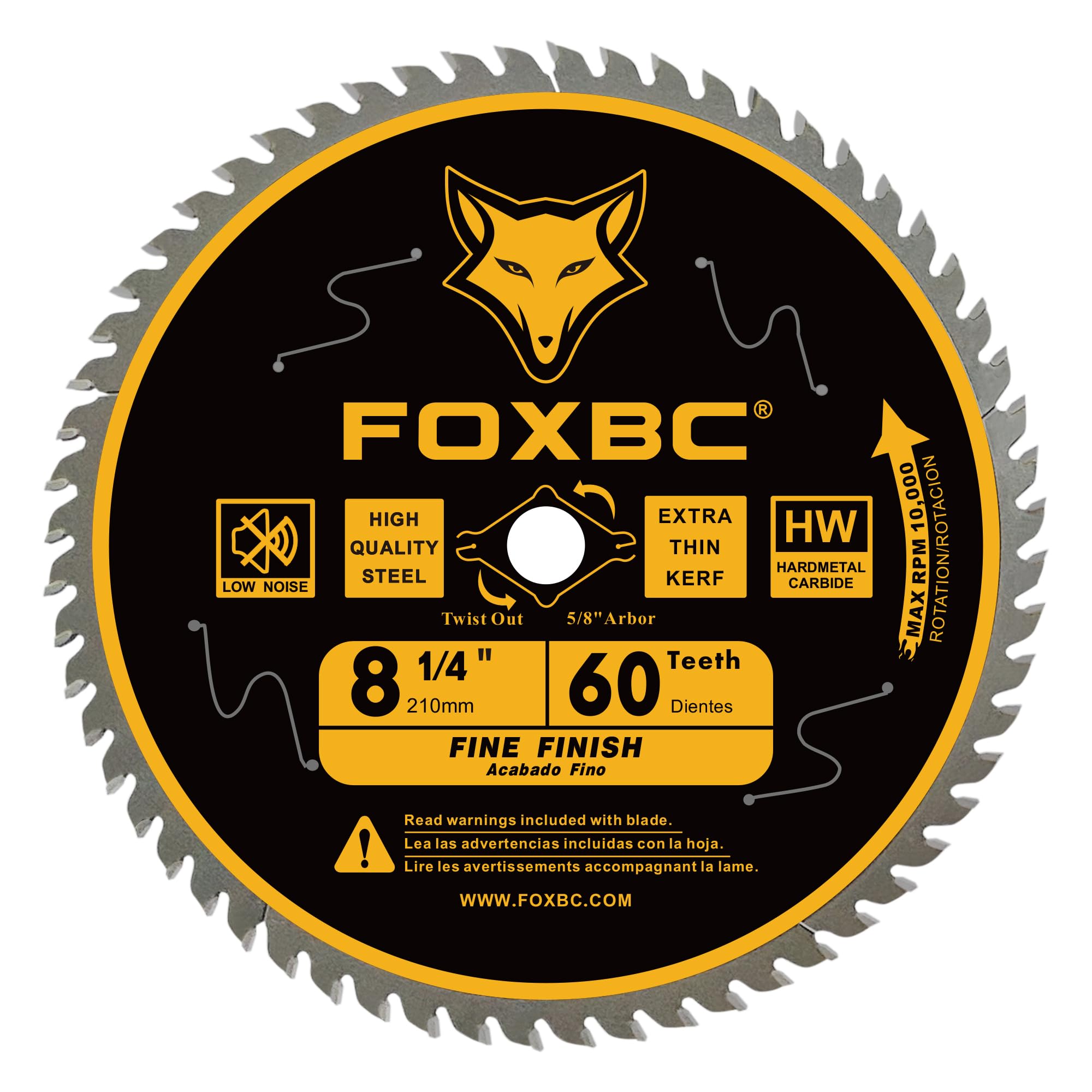 FOXBC ultra-thin kerf 0.079 inch reduces waste and speeds cuts.