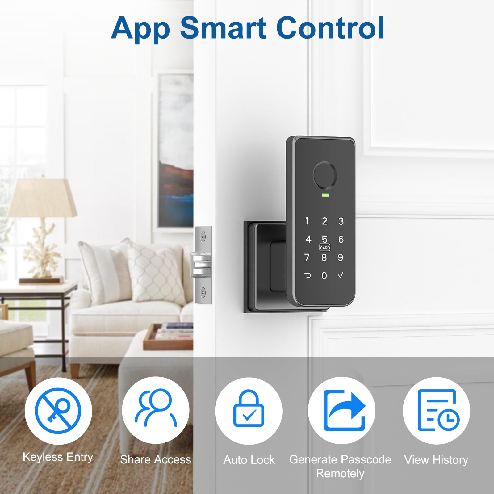 Foxgard door lock keypad closeup with backlit keys for night access