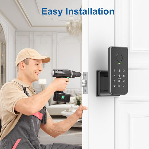 Foxgard easy installation image showing screwdriver-only setup on standard doors