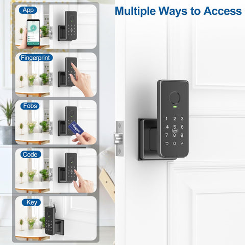 Foxgard fingerprint door lock side view with slim profile for modern interiors