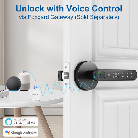 Foxgard lock app control image illustrating remote access via Tuya Smart App