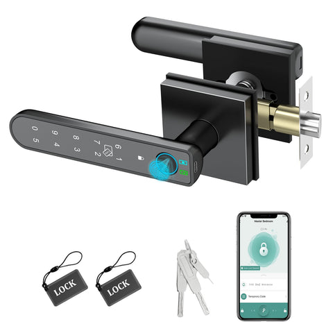 Foxgard smart fingerprint door lock front view showing biometric access