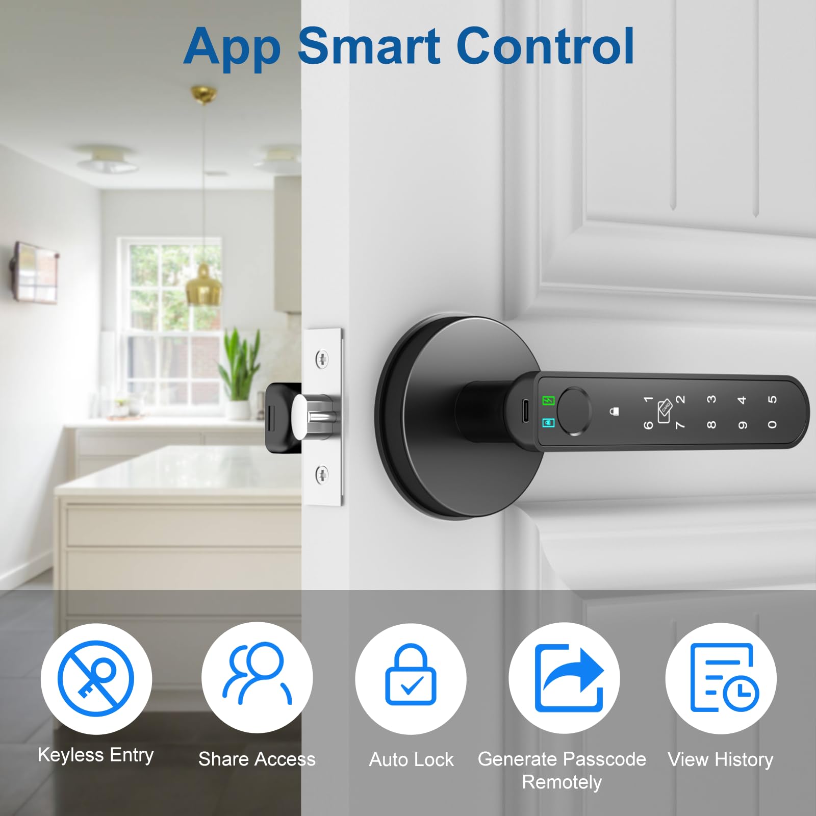 Foxgard Smart Fingerprint Door Lock keypad close-up showing code entry convenience
