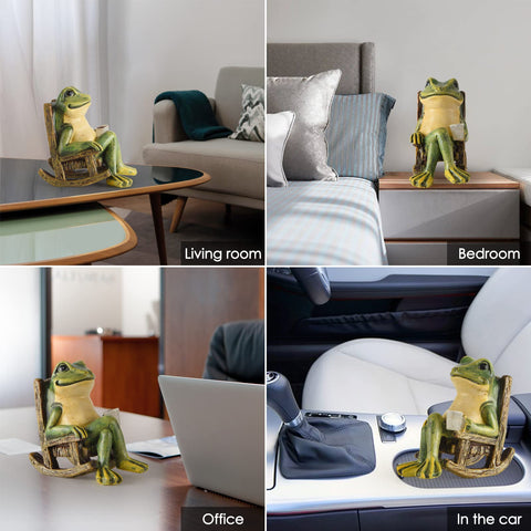 FOXMIS compact 3.89x2.36x3.93-inch frog statue saves space