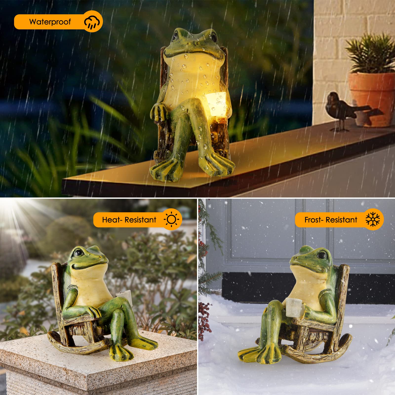 FOXMIS outdoor lawn decor frog withstands rain and snow
