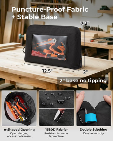 FoxRino six-pack tool pouches displayed for organized workshop storage.