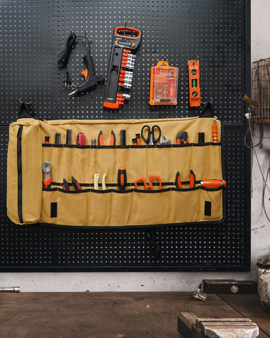 Foxrino Tool Roll rugged 16oz canvas and buckles ensure durability.