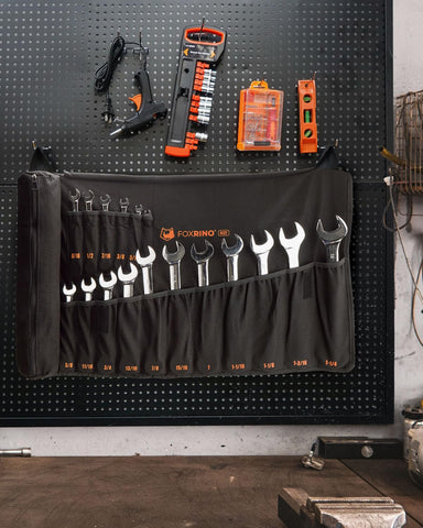 Foxrino Wrench Roll rugged canvas resists moisture and dust.