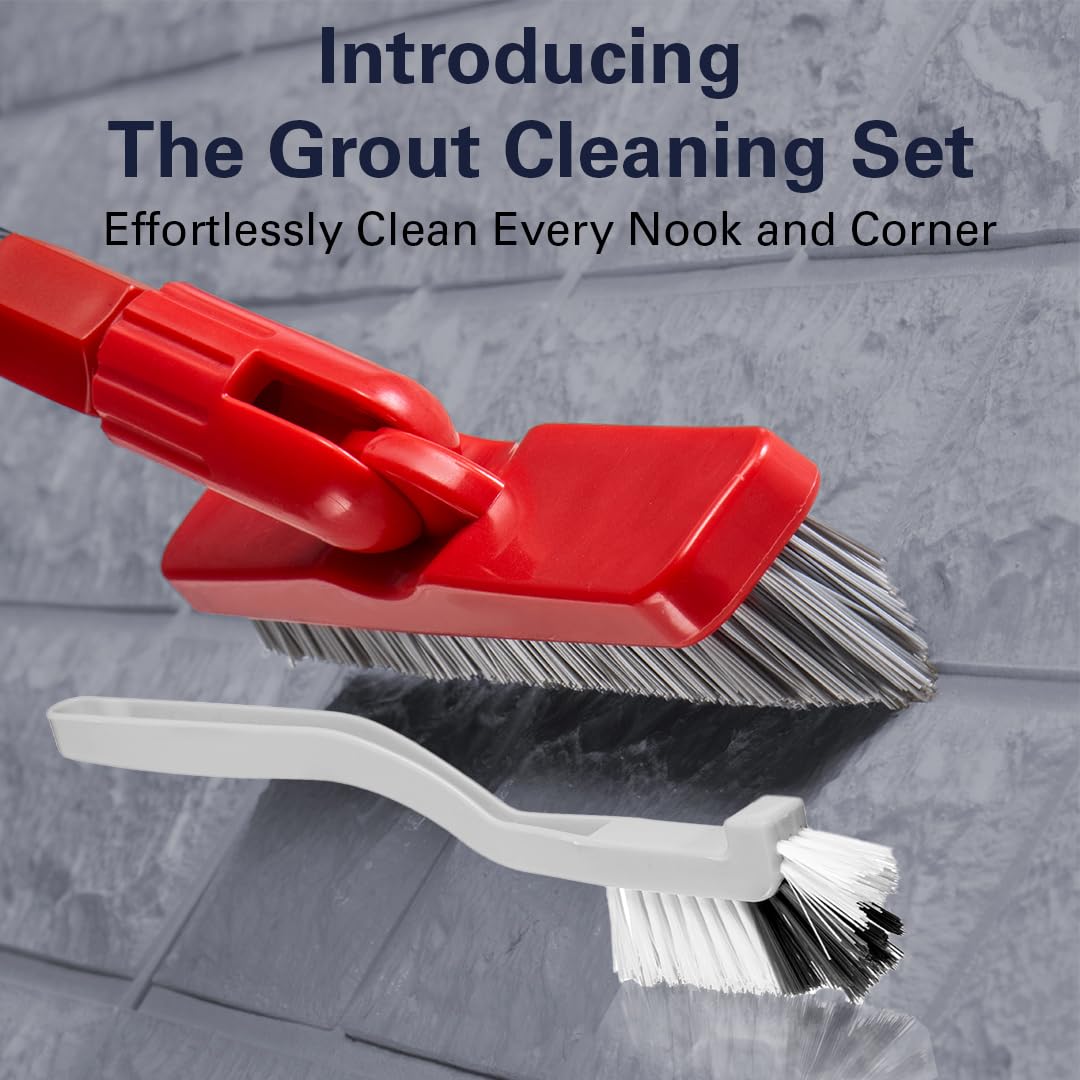 Fox Trot Living handheld deep cleaning brush cleans tight spaces around faucets and bases