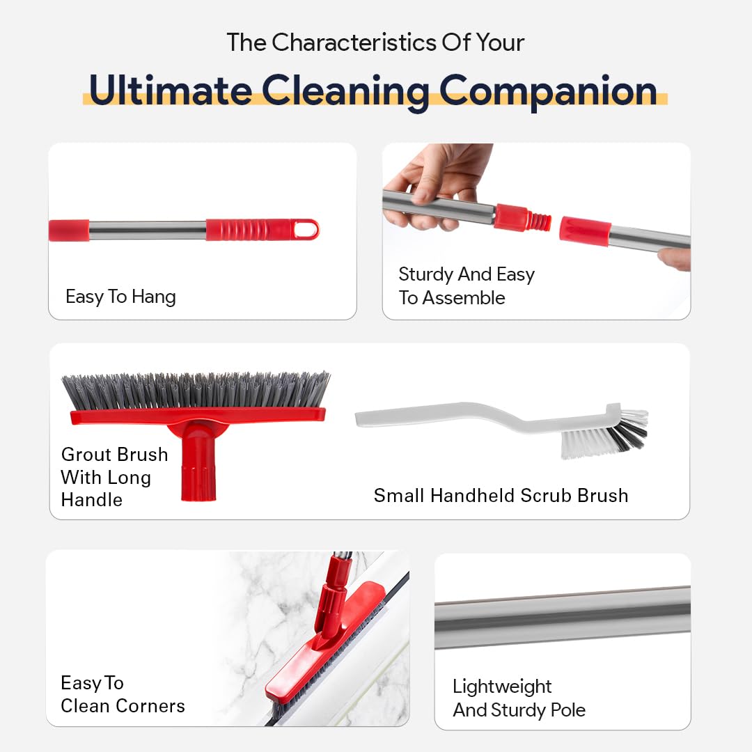 Fox Trot Living V-shaped bristles scrub grout quickly while protecting tile surfaces